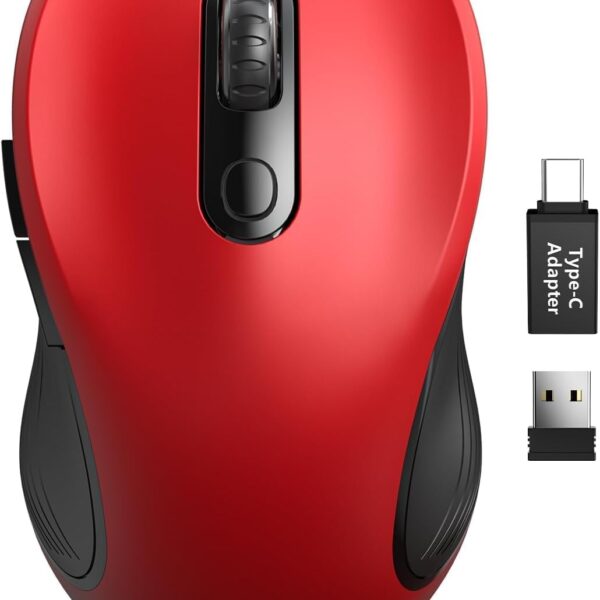 Trueque Wireless Mouse for Laptop, 2.4GHz Ergonomic Computer Mouse with Back & Forward Buttons, 3 Adjustable DPI Levels, 6 Buttons, Optical USB Cordless Mice for Windows MacBook PC (Fuchsia)