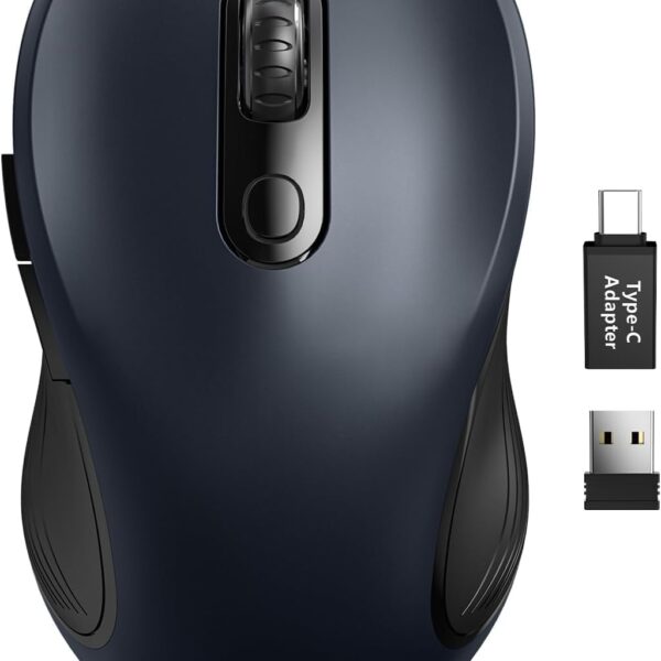 Trueque Wireless Mouse for Laptop, 2.4GHz Ergonomic Computer Mouse with Back & Forward Buttons, 3 Levels Tracking Speed, 6 Buttons, Optical USB Cordless Mice for Windows Chromebook MacBook PC (Gray)