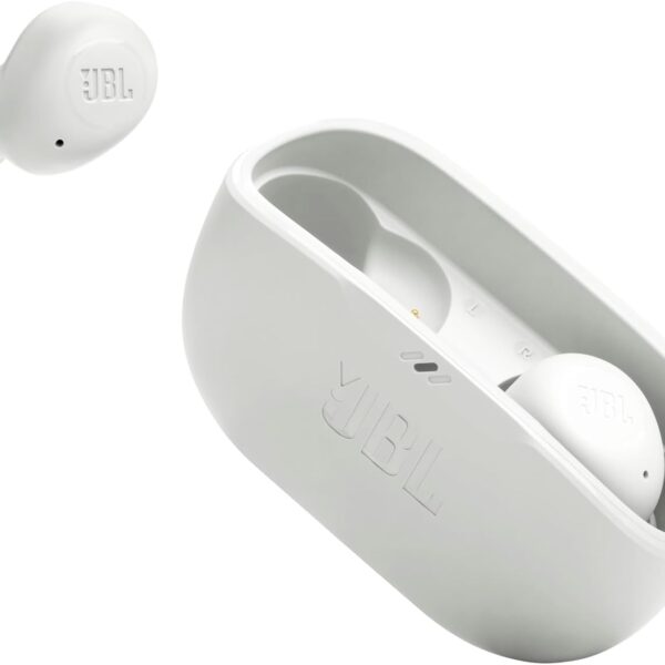 JBL Vibe Buds - True Wireless Earbuds, Smart Ambient, VoiceAware, Up to 32 total hours of battery life with speed charging, Water and dust resistant, JBL Deep Bass Sound (White)