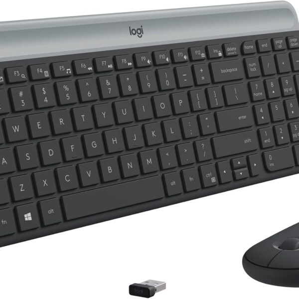 Logitech MK470 Slim Wireless Keyboard and Mouse Combo - Modern Compact Layout, Ultra Quiet, 2.4 GHz USB Receiver, Plug n' Play Connectivity, Compatible with Windows - Graphite