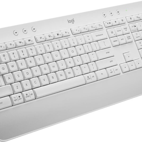 Logitech Signature K650 Comfort Full-Size Wireless Keyboard with Wrist Rest, BLE Bluetooth or Logi Bolt USB Receiver, Deep-Cushioned Keys, Numpad, Compatible with Most OS/PC/Window/Mac - Off White