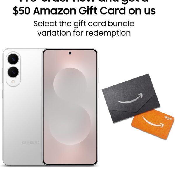 SAMSUNG Galaxy S25 Edge Cell Phone + Gift Card, 256 GB AI Smartphone, Unlocked Android, Night Video, Fast Processor, ProScaler Display, 2025, US 1 Yr Manufacturer Warranty, Titanium Silver