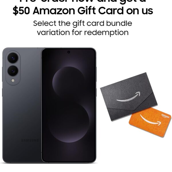 SAMSUNG Galaxy S25 Edge Phone + Gift Card, 256 GB AI Smartphone, Unlocked Android, Night Video, Fast Processor, ProScaler Display, 2025, US 1 Yr Manufacturer Warranty, Titanium JetBlack