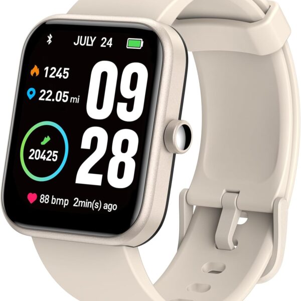 TOZO S2 44mm Smart Watch Alexa Built-in Fitness Tracker with Sleep Monitor,5ATM Waterproof HD Touchscreen for Men Women Compatible with iPhone&Android Champagne