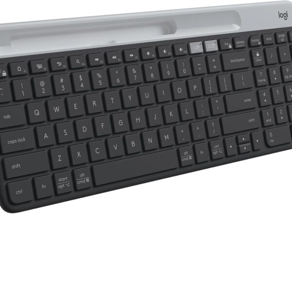 Logitech K585 Multi-Device Slim Wireless Keyboard, Built-in Cradle for Device; for Laptop, Tablet, Desktop, Smartphone, Win/Mac, Bluetooth/Receiver, Compact, Easy Switch, 24 Month Battery - Graphite