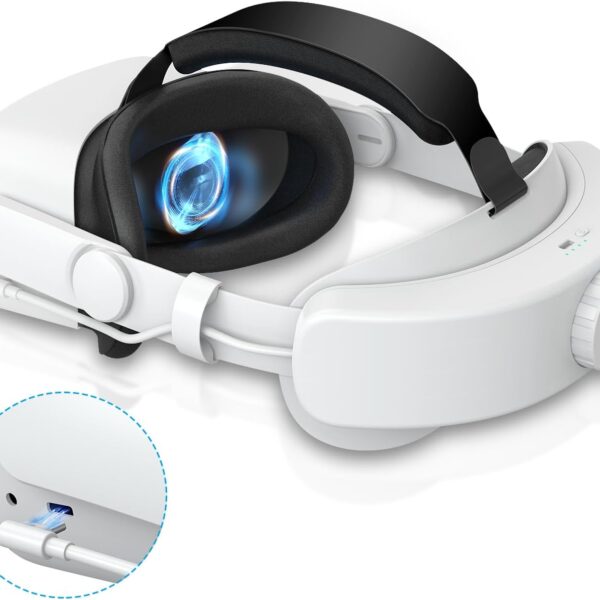 Head Strap Compatible with Oculus Quest 2,Meta Quest 2 Accessories Adjustable Elite Strap Replacement for Enhanced Comfort Support and Gaming Immersion in VR (6,000mAh Battery)