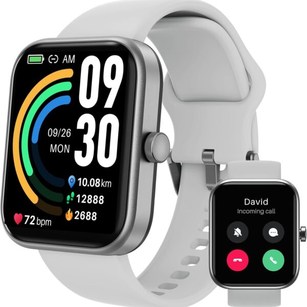 TOZO 2025 New Upgraded Smart Watch for Men Women for iPhone&Android, 1.83" Fitness Tracker Bluetooth Call [Answer/Make], IP68 Waterproof Sleep Monitor, 100+ Sport Modes Sliver