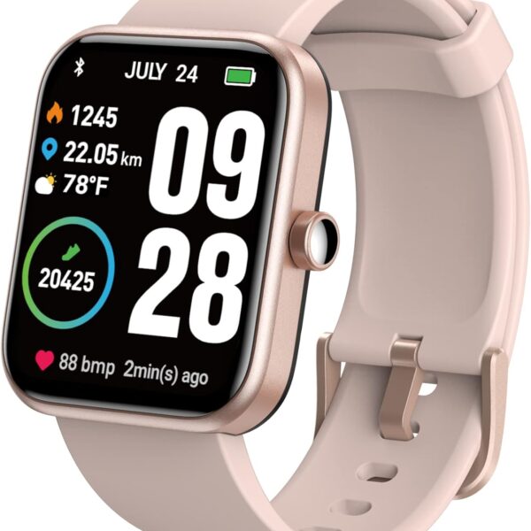 TOZO S2 44mm Smart Watch Alexa Built-in Fitness Tracker with Sleep Monitor,5ATM Waterproof HD Touchscreen for Men Women Compatible with iPhone&Android Rose Gold