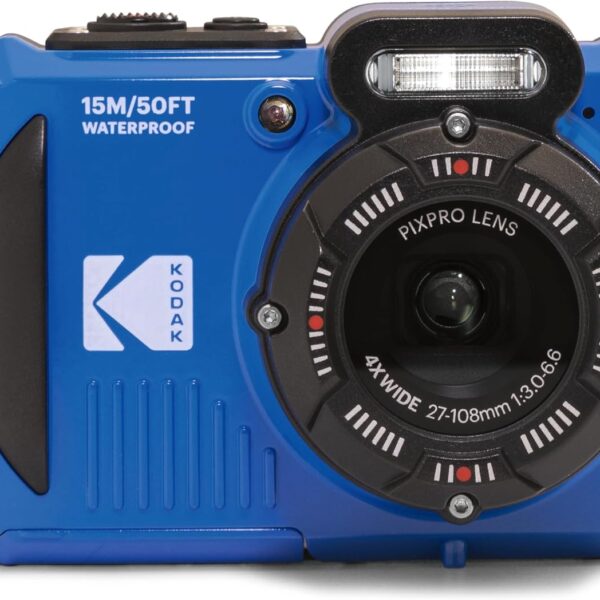 KODAK PIXPRO WPZ2 Rugged Waterproof Shockproof Dustproof WiFi Digital Camera 16MP 4X Optical Zoom 1080P Full HD Video Vlogging Camera 2.7" LCD (Blue)