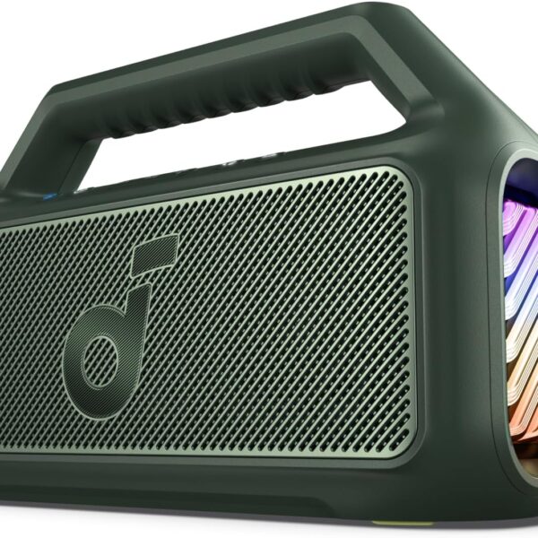 soundcore Boom 2 By Anker, Outdoor Speaker, 80W, Subwoofer, BassUp 2.0, 24H Playtime, IPX7 Waterproof, Floatable, RGB Lights, USB-C, Custom EQ, Bluetooth 5.3, Portable for Camping, Beach, and Backyard