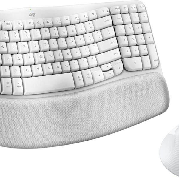 Logitech Wave Keys for Mac + Lift Vertical Mouse for Mac, Wireless Ergonomic Keyboard and Mouse Combo, Cushioned Palm Rest, Bluetooth, Optimized for macOS/iPadOS/MacBook/iMac/iPad - Off White
