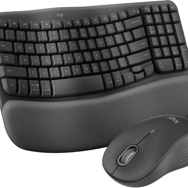 Logitech Wave Keys MK670 Combo, Wireless Ergonomic Keyboard with Signature M550 L Wireless Mouse, Comfortable Natural Typing, Bluetooth, Logi Bolt, for Multi-OS, Windows/Mac - Graphite