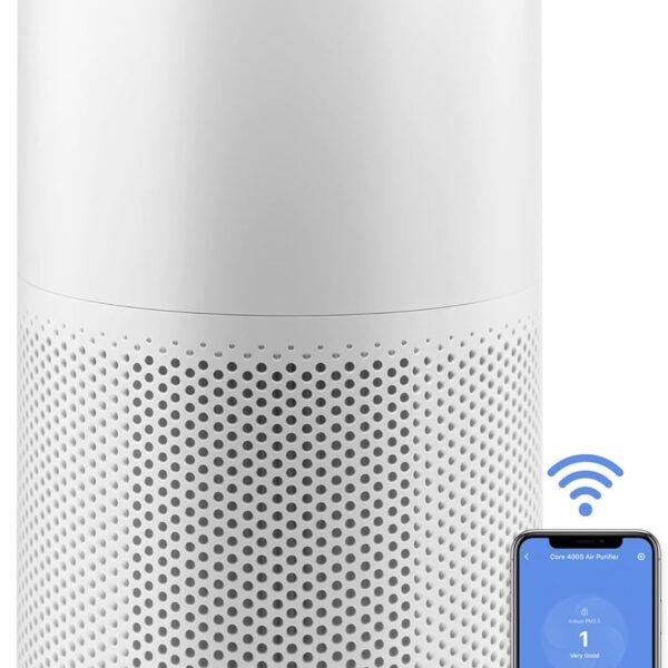 LEVOIT Air Purifiers for Home Large Room Up to 1733 Ft? in 1 Hr With Air Quality Monitor, HEPA Sleep Mode, Auto Mode, Smart WiFi, 3-in-1 Filter Captures Pet Allergies, Smoke, Dust, Core 400S-P, White