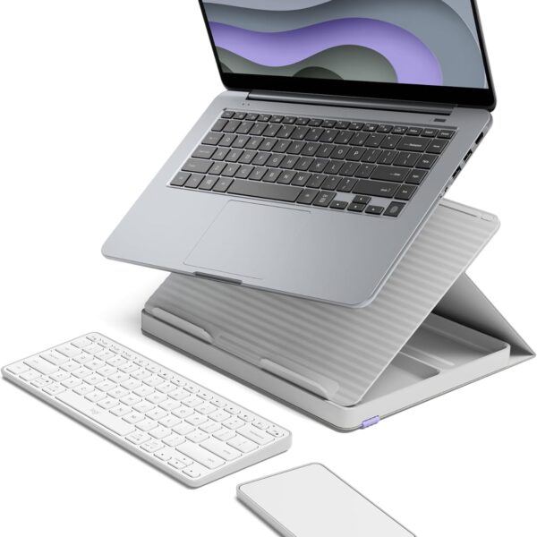Logitech Casa Pop Up Desk Work From Home Kit with Laptop Stand, Wireless Keyboard & Touchpad, Bluetooth, USB C Charging, for Laptop/MacBook (10 ?to 17 ? - Windows, macOS, ChromeOS - Nordic Calm