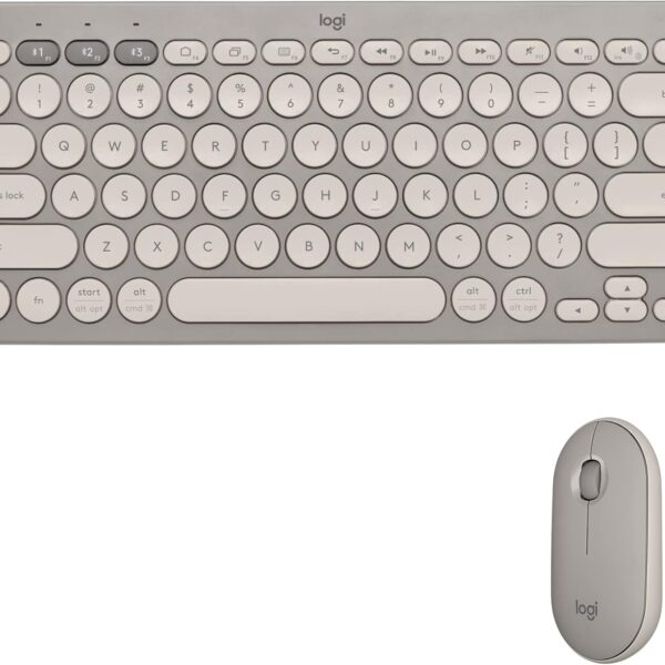 Logitech K380 + M350 Wireless Keyboard and Mouse Combo - Slim Portable Design, Quiet Clicks, Long Battery Life, Bluetooth, Easy-Switch, Windows, Mac, iPadOS, Chrome OS Compatible - Sand