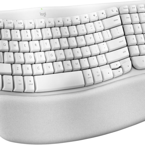 Logitech Wave Keys for Mac, Wireless Ergonomic Keyboard with Cushioned Palm Rest, Comfortable Natural Typing, Bluetooth Keyboard, Easy-Switch, Optimized for Mac, Apple, iPad - Off White