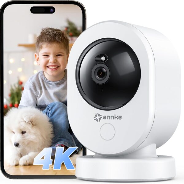 ANNKE 4K UHD Indoor Security Camera, Crater Reno 8MP Smart 2.4/5 GHz WiFi Camera with PTZ, Night Vision, 2-Way Audio, Smart Human Detection, Works with Alexa, Ideal for Baby/Pet Camera/Home Security