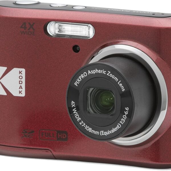 KODAK PIXPRO FZ45-RD 16MP Digital Camera 4X Optical Zoom 27mm Wide Angle 1080P Full HD Video 2.7" LCD Vlogging Camera (Red)