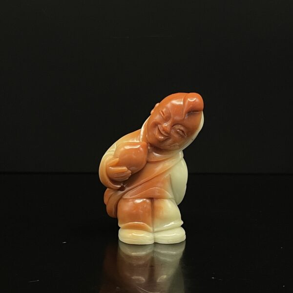 珍品旧藏．精品寿山石田黄级芙蓉石手把件摆件